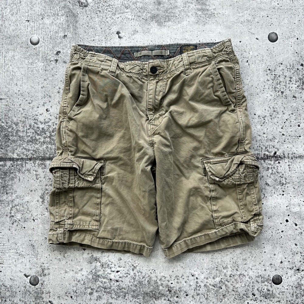 Lucky Brand Shorts Men 32 Khaki Green Cargo Military Type L-54C Rugged Y2K